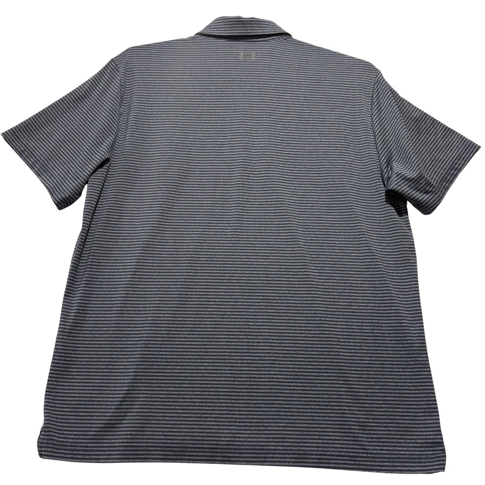 Under Armour Men's Heatgear Loose‎ Fit Navy Striped Grey Golf Polo Shirt XL - Picture 3 of 6